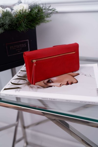 Жіночий гаманець великий червоний із засувкою