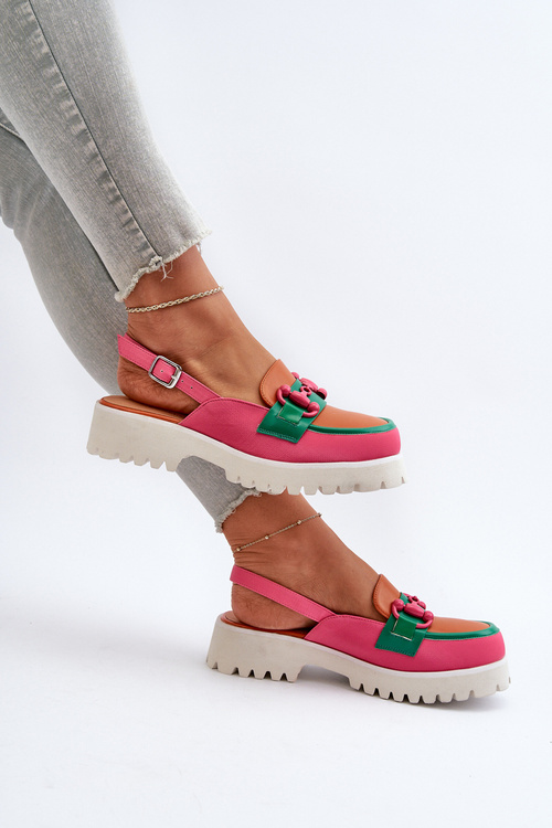 Жіночі босоніжки на плоскій підошві з помаранчевим декором D&A MR38-656