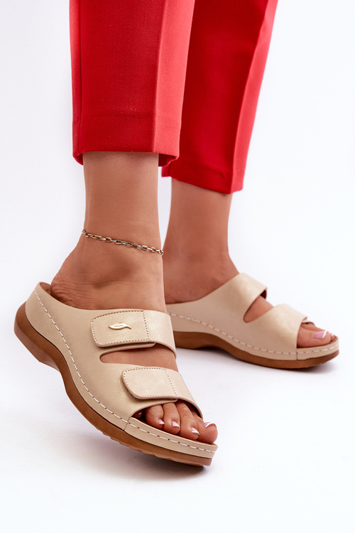 Світлі жіночі сабо зі штучної шкіри бежеві Frellia