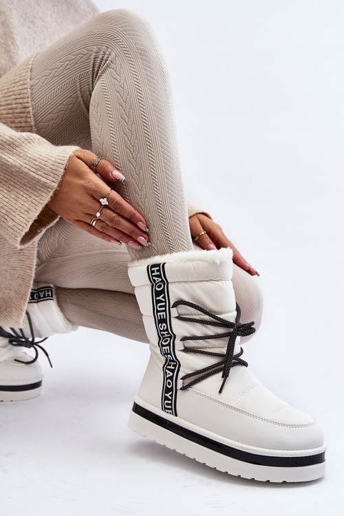 Жіночі зимові черевики зі шнурівкою білого кольору Lilara