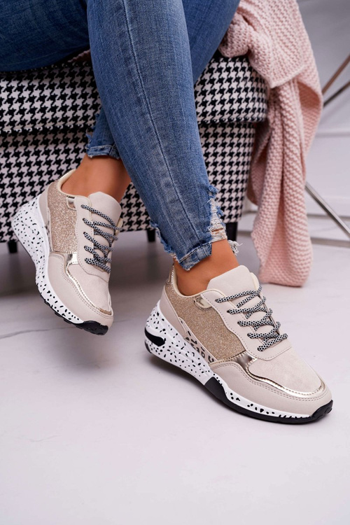 Спортивне жіноче взуття на товстій підошві бежеві Nokien