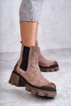 Жіночі замшеві чоботи на платформі бежеві Hilde