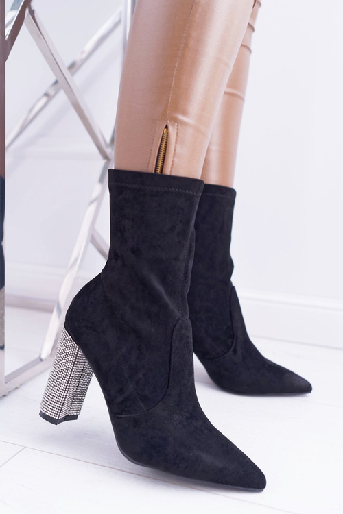 Жіночі чорні чоботи на шпильці замшеві Hendo