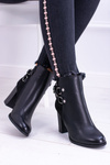 Чорні черевики на шпильці з ремінцями Lico Suede Nevada