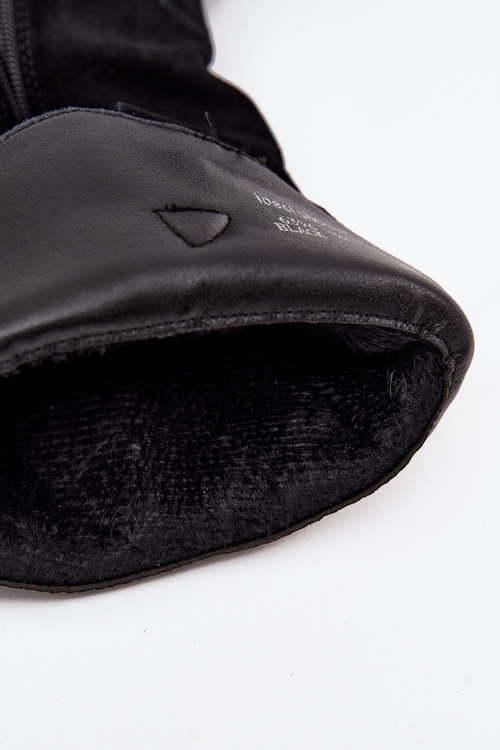 Шкіряні замшеві жіночі черевики козаки утеплені чорні Urselle