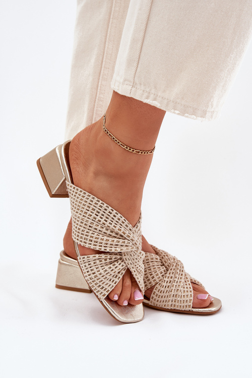 Жіночі Сандалі На Каблуку Maciejka 06955-25 Бежево-Золоті