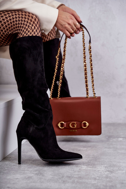 Класичні замшеві чорні чоботи на чорному Ameya