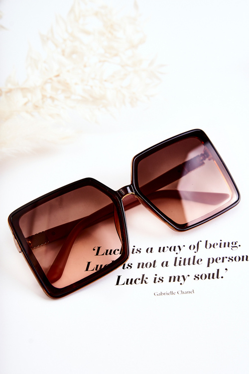 Жіночі квадратні сонцезахисні окуляри V130032 Коричнево-фіолетові