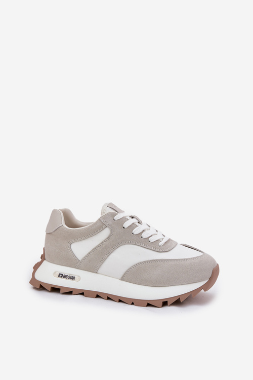 Замшеві кросівки на платформі для жінок Big Star RR274896 HI-POLY SYSTEM Біло-Сірі