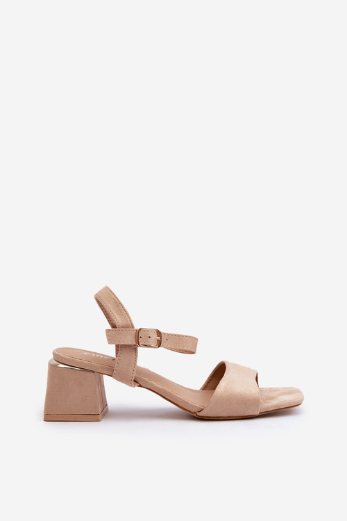 Жіночі бежеві босоніжки Leisha зі штучної замші на підборах