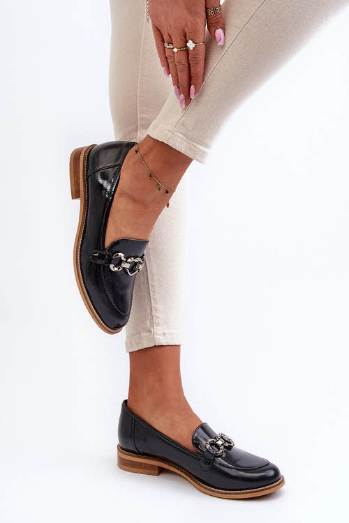 Шкіряні жіночі лаковані лофери Laura Messi 2760 Темно-синій