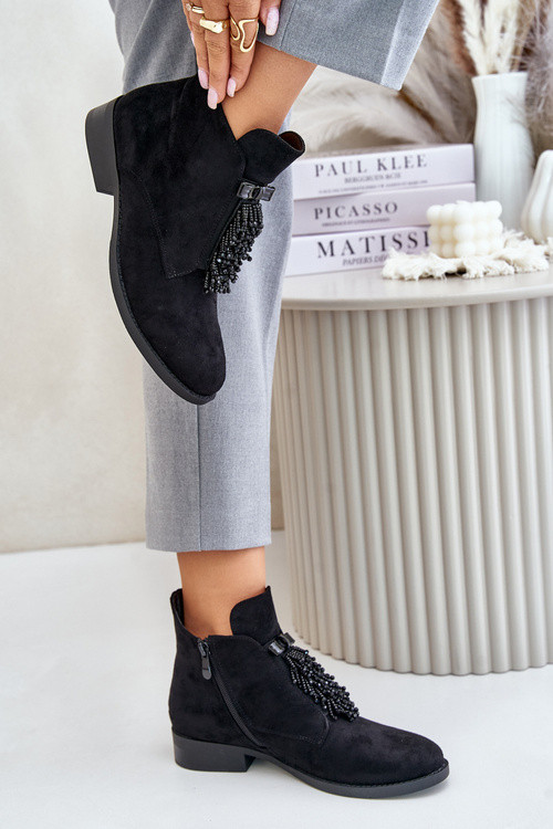 Теплі черевики з декором на блискавці чорні S.Barski HY42-715