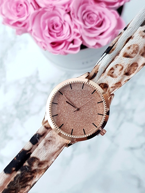 Жіночий годинник Michael John Etna On Ribbon Pink Gold Brocade