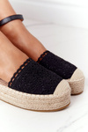 Мереживні еспадрільї на плетеній платформі Чорні Лариса