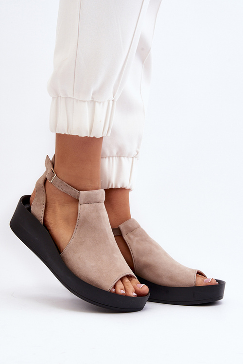 Жіночі замшеві босоніжки Zazoo 2914 бежеві