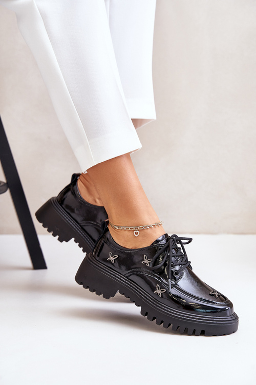 Туфлі жіночі лаковані з декором Натуральна шкіра Artiker 55C1011 Чорні