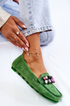 Жіночі замшеві лофери з декором Green Janetta 