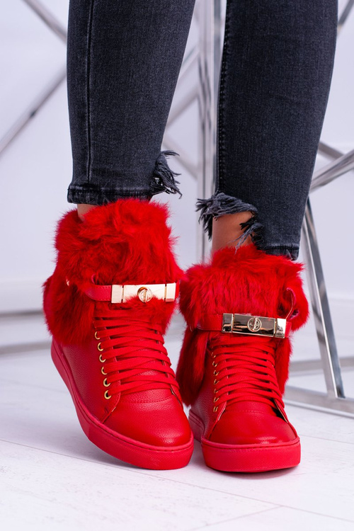 Червоні чоботи Lu Boo з натуральним хутром Gisele