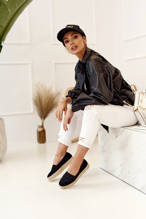 Жіночі еспадрільї на солом'яній платформі Чорні Febi