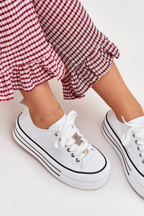 Жіночі Кросівки На Платформі З Золотими Акцентами Білі Fiorina