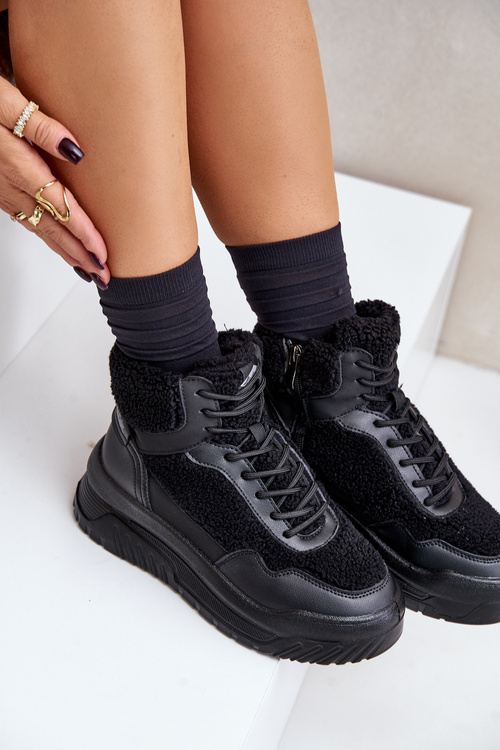 Жіночі кросівки на платформі з овчиною Lee Cooper LCJ-24-47-3145 чорний