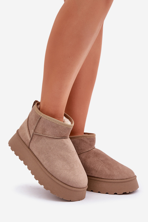 Снігоступи на Платформі з Еко Замші Темно-бежеві Vlivana