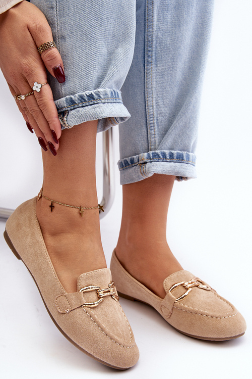 Жіночі лофери з бежевим декором Гана