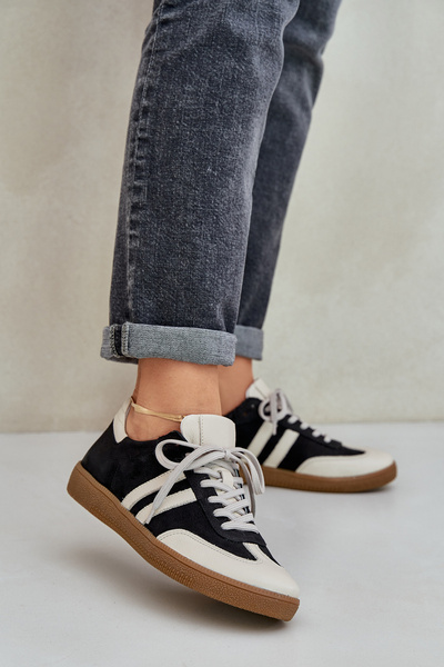 Zazoo N1068 Шкіряні Низькі Кросівки Для Жінок Чорні