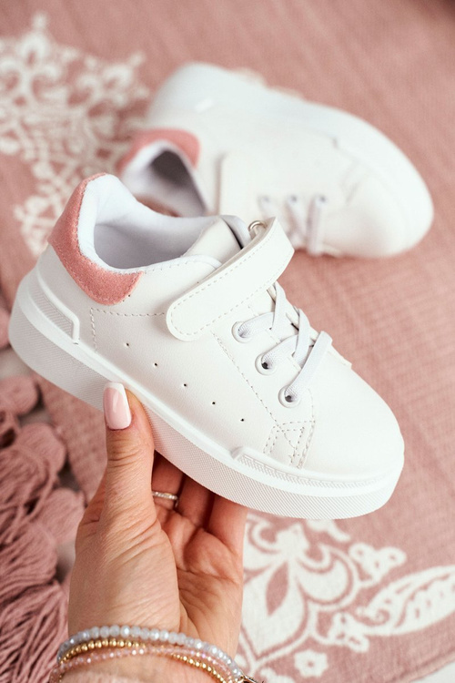 Дитяче спортивне взуття Кросівки білі рожеві Bilbo