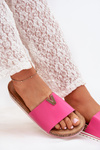 Жіночі сандалі на корковій платформі з декоративною деталлю фуксія Вессіра