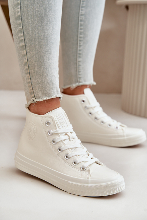 Жіночі утеплені кросівки з еко шкіри Білі Big Star OO274932