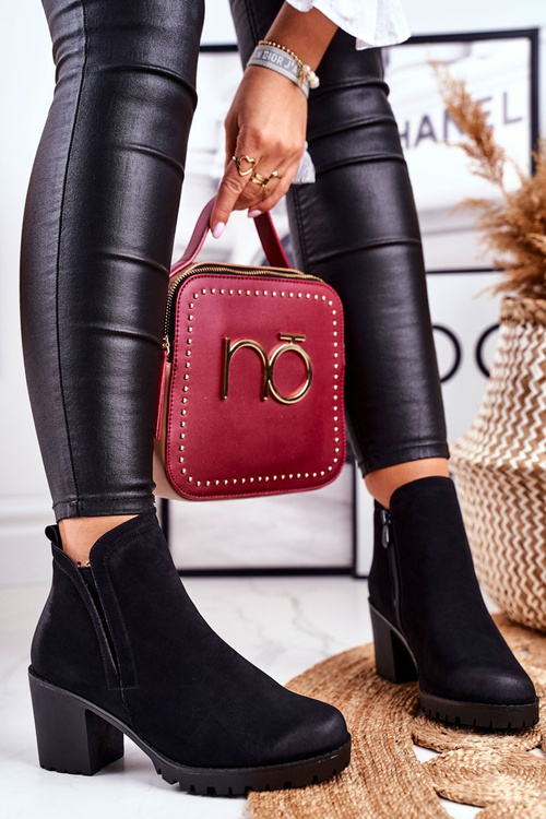 Чоботи жіночі на високому каблуці чорні Veronica