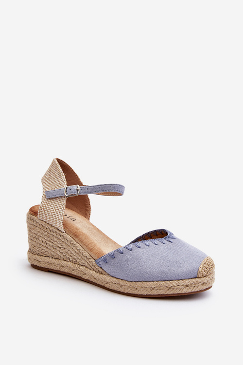 Замшеві босоніжки еспадрільї на танкетці з плетеними деталями Blue Raylin