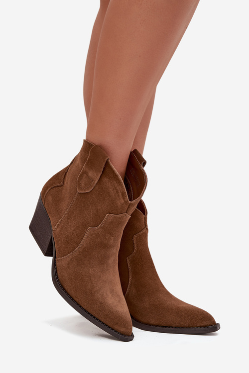 Зручні жіночі ковбойські чоботи з натуральної замші Camel Beretta