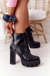 Чоботи зі шнурівкою на блочному каблуці Lu Boo Чорні