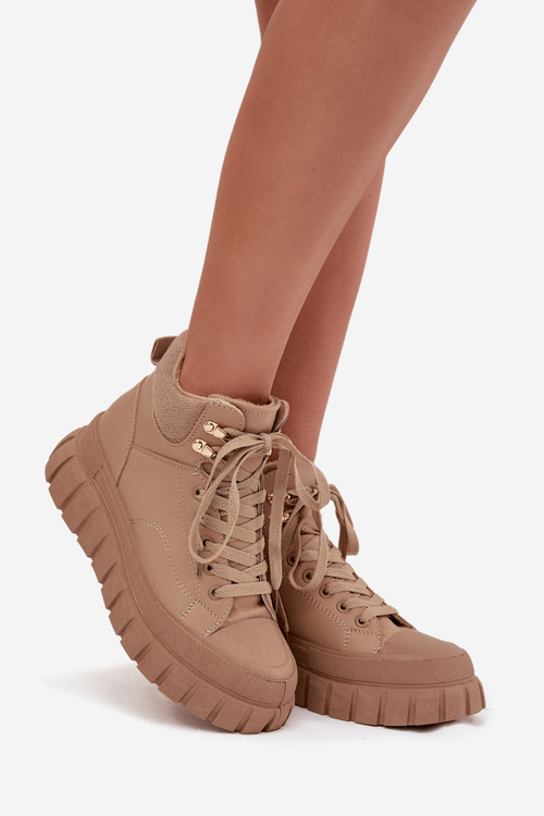 Жіночі утеплені ботфорти трапер на платформі Camel Carenna