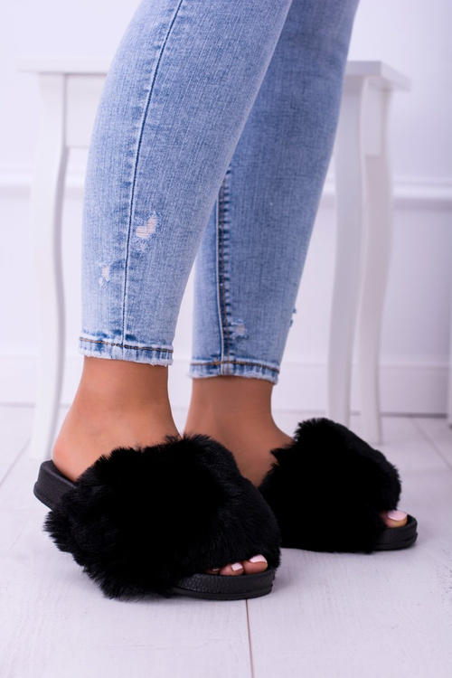 Жіночі хутряні шльопанці Lu Boo Black XXL