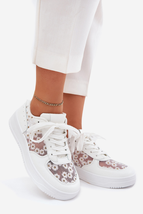 Сітчасті Жіночі Кросівки Ромашки Білі Jenithra