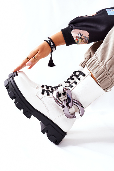 Жіночі байкерські черевики S.Barski білі Jensen