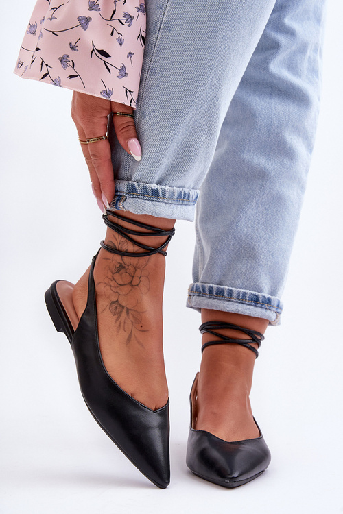 Жіночі балетки на шнурівці Black Lilly Ann