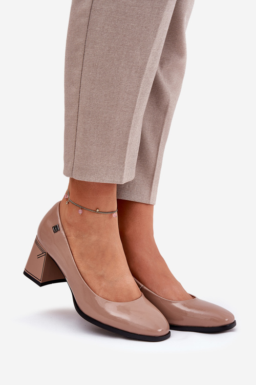 Лакові Шкіряні Чоботи На Каблуку Vinceza 91130 Бежеві