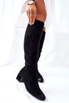 Жіночі високі чоботи на каблуці чорні боле