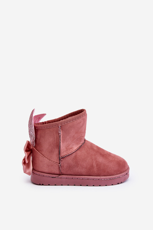 Снігові черевики для дівчинки на підкладці зі стрічками Meriva рожевого кольору