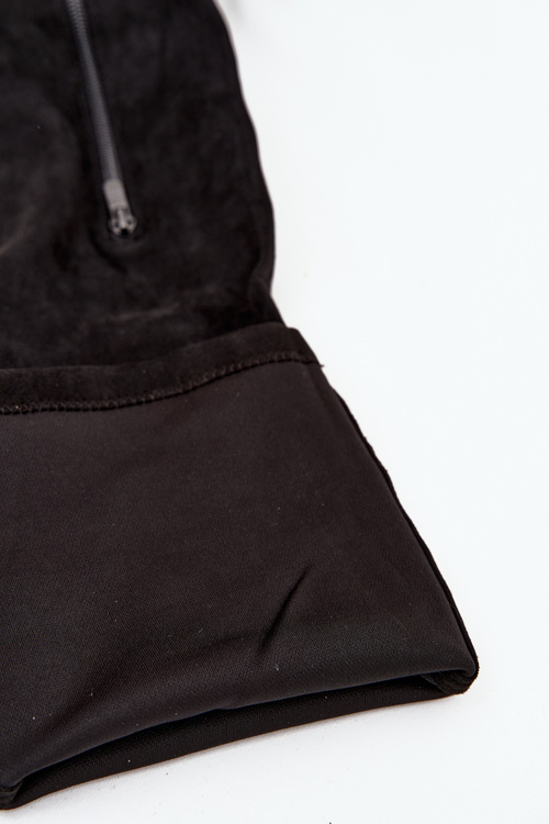 Чоботи на каблуці та платформі за коліно еко замшеві чорні Амареен