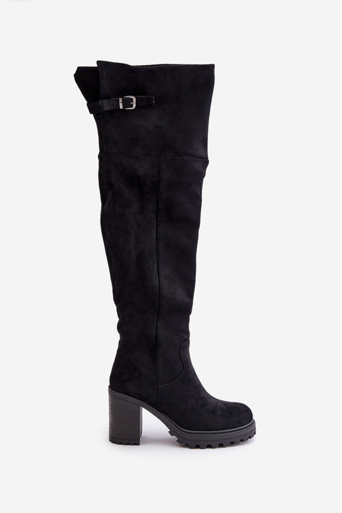 Чоботи на підборах з утепленими чоботями до колін, чорні Niaviera