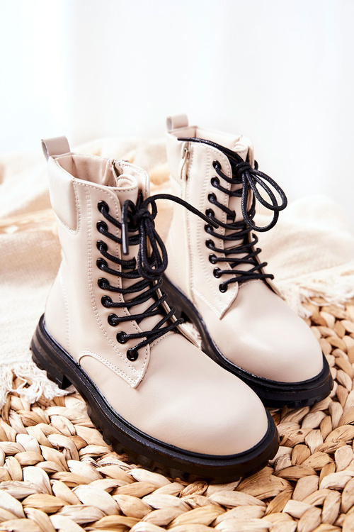 Класичні дитячі чоботи на блискавці бежеві Кларіка