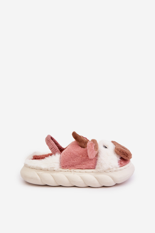Дитячі пухнасті тапочки з мотивом корови, рожевий таморрін