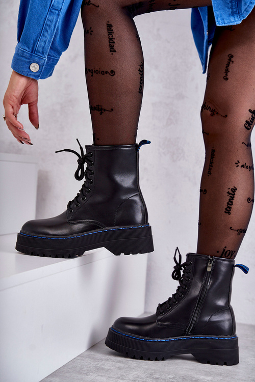 Жіночі чоботи на зав'язках Glany Black Callie