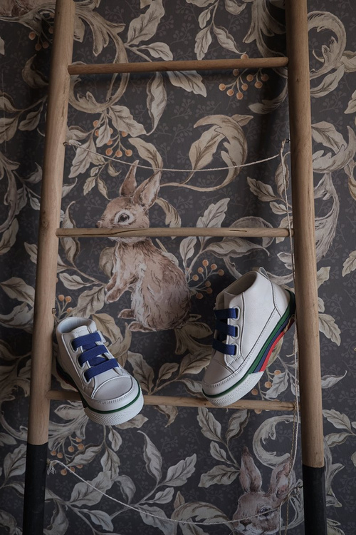 Дитячі високі кросівки з рантом білі темно-сині Baxter