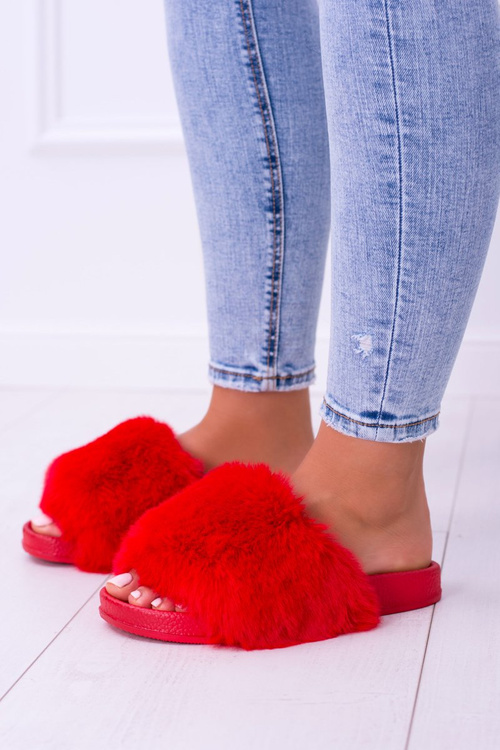 Жіночі хутряні шльопанці Lu Boo Red XXL